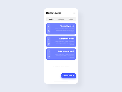 Create New - DailyUI - 090 challenge create create new daily dailyui dailyui 090 dailyuichallenge dailyuidesign experience interaction interface ixd new reminder reminders ui uiux user ux