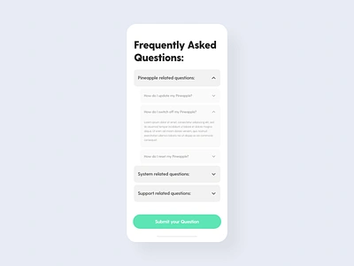 FAQ - DailyUI - 092 challenge daily dailyui dailyui 092 dailyuichallenge dailyuidesign experience faq frequently asked questions interaction interface ixd ui user ux