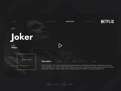 Netflix | Redesign cinema concept film holywood joker netflix ui ux web webdesign website