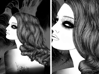 Packaging glam illustrations beauty black and white details drawing fashion glam hair care packaging illustrations