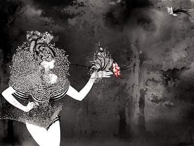 Nocturne black and white freelance illustrator illustration noumeda carbone print wall art wall decor