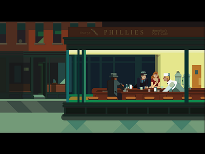 Nighthawks Study arthistory diner edwardhopper flatdesign nighthawks