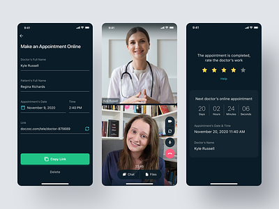 Telemedicine Concept app appointment concept dark doctor medical telemedicine ui ux