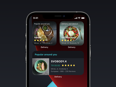 Widgets with food for your iPhone apple dark mode delivery food ios ios14 iphone12 ui ux widget