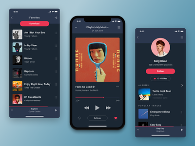 Music App Concept app concept app dark mobile app music music app night sound ui ux
