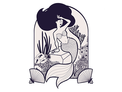 Mermay 2021 coral digital illustration illustration mermaid mermay ocean sea seashell tattoo