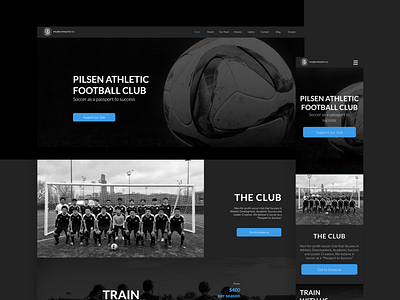 Pilsen Athletic FC black design interface landing page product design simple soccer sport ui web design