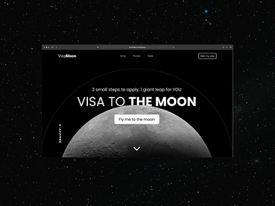 Visa to the moon Website design interface landing page product design space ui web design