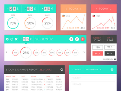 Trading Widgets app currency icon interface mail metro money screendesign stock trading ui ux widget