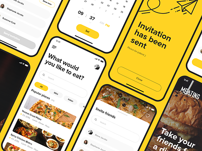 Meating - Social Food App 2019 adobe app app design design eats flat food friends lunch social ui ux xd