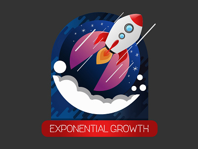 Exponential Growth Badge badges graphic deisgn icon illustration rocket rocket launch