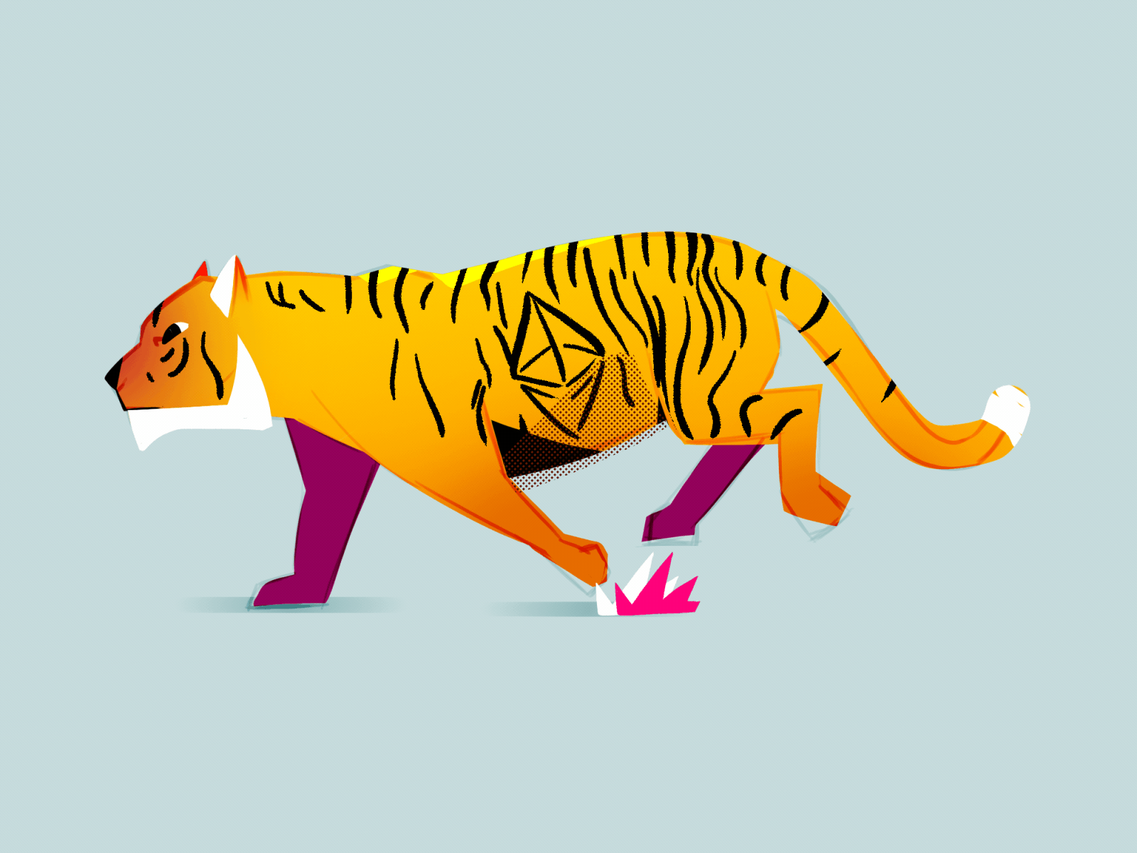 15 Frames of a Tiger 2d animal animation character design cologne design germany illustration motion tiger walkcycle