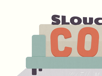 Slouch couch green orange purpley brown type vector