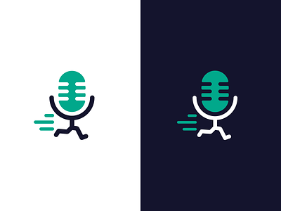 Running podcast logomark blue green icon iconography lineart linework logo logodesign logomark logomarks mark