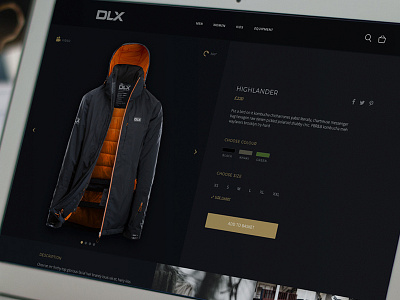 DLX dark ecommerce product page shop ui ux