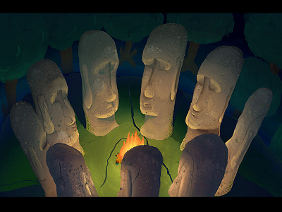 Moai illustration moai statues
