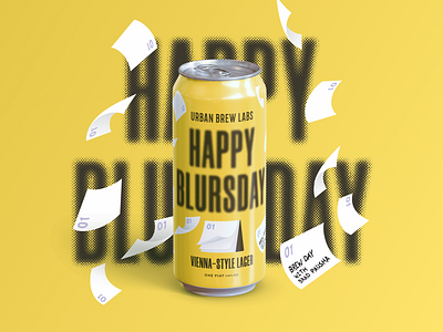 Urban Brew Labs: Happy Blursday beer can beer illustration beer packaging branding chicago beer craft beer custom illustration design dieline illustration packaging design typography urban brew labs