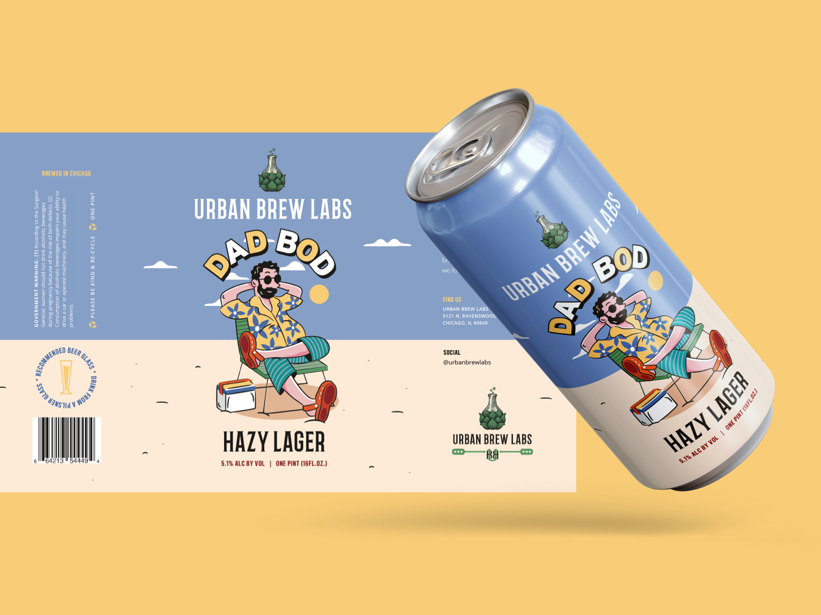 Chef & The Farmer Beer Can Drinking Glass —