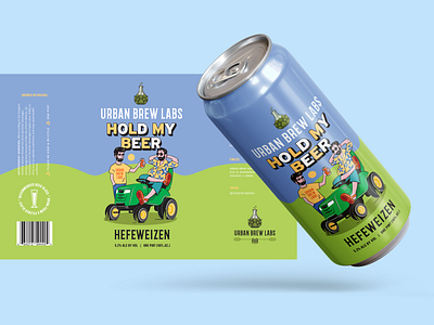 Hold My Beer beer can beer can illustration beer illustration branding design graphic design hold my beer illustration packaging packaging design typography urban brew labs vector