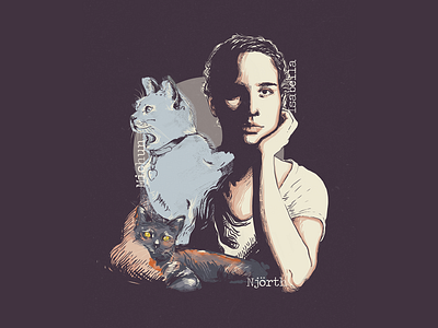 Isabella & Cats cats illustration portrait portrait art