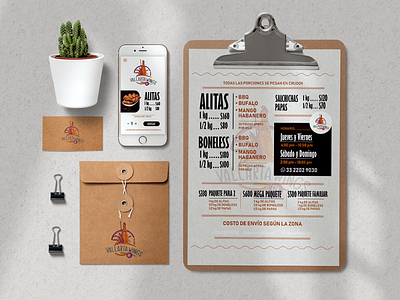 Vallarta Wings GDL Logo & Menu Design branding design logo ui