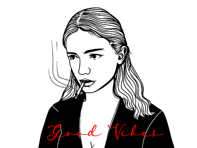 Good Vibes blackandwhite illustration illustration art ipad procreate red