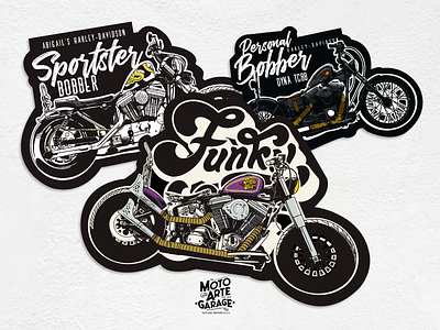 Super Cool Bikes by Moto Arte Garage bobber branding chopper design digital illustration funky harley illustration illustration art ipad motorcycles procreate