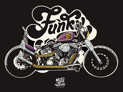 This is, the Funky Shit!! motorcycle chopper custom funky bobber softail harley illustration art illustration branding design
