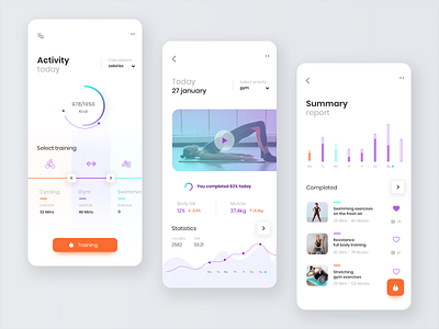 Activity app app design fit fitness app mobile modern