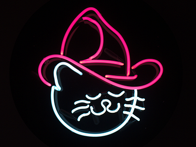 Meowdy Partner cat cowboy dani b howdy kitty meow meowdy neon neon art neon sign pink hat