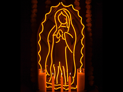 Guadalupe dani b guadalupe lights mary neon neon sign orange our lady virgin