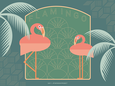 Day 1: a flamingo artdeco daily flamingo flamingos illustration the100dayproject