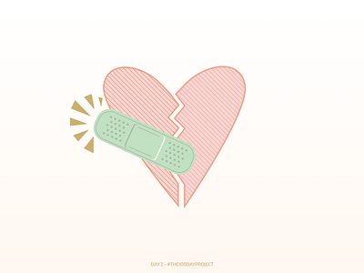 Day 2: a bandage bandaid broken heart daily heart illustration the100daychallenge