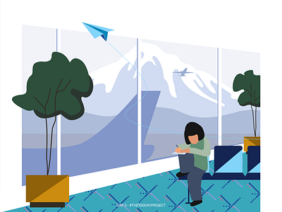 Day 3 a paper airplane airport daily illustration illustration art paper airplane the100dayproject