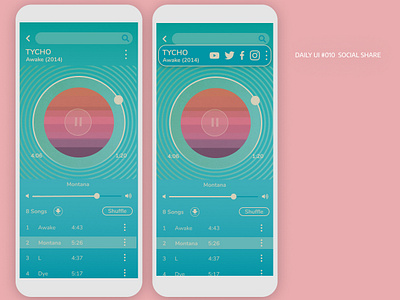 Daily UI #009: Music Player & #010 Social Share