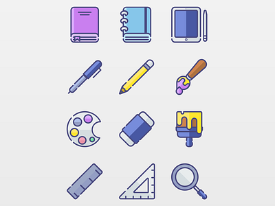 Flat line color icon with Education concept icon logo ui vector