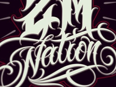 Lettering for "ZM Nation" chicano custom lettering graphic maniac lettering logo original script west coast
