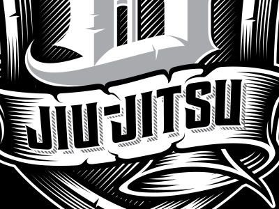 Detroit Jiu-Jitsu black white castom logo chicano detroit graphic maniac illustration jiu jitsu lettering logo ribbon sport logo