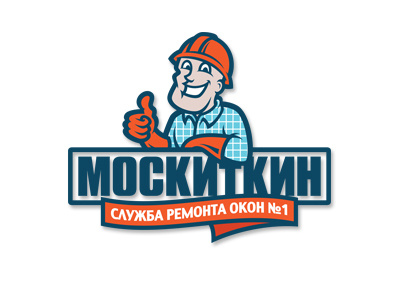 Logo for "Moskitkin" building logo character design graphic maniac logo moskitkin windows worker