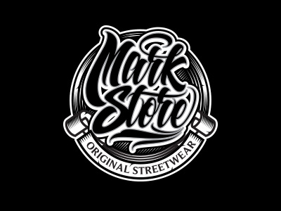 Mark Store dope graphic maniac illustration lettering logo ribbon script store streetwear