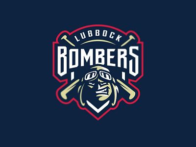 Lubbock Bombers aviator baseball logo graphic maniac lubbock bombers mascot pilot sports branding sports logo