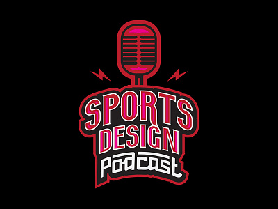 Sports Design Podcast black logo red white