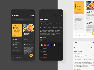 Notes App app app design dark dark mode dark ui design designer exploration ios ios app design mobile mobile ui notes notes app shots ui ui design ux ux design