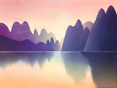 Scenery With Mountains And Rivers illustration