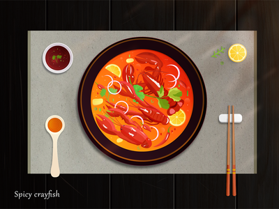 Hot And Spicy Crayfish-Food 02 design illustration