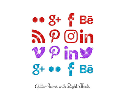 Glitter Icons with Light Effects glitter icons png social media