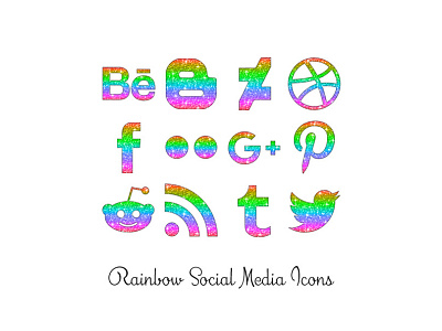 Rainbow Social Media Icons glitter icons png rainbow social media