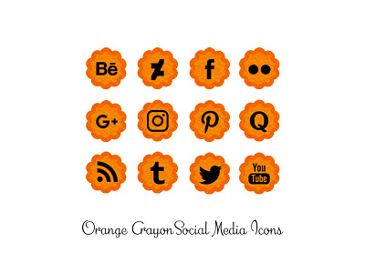 Orange Crayon Social Media Icons crayon icons png social media