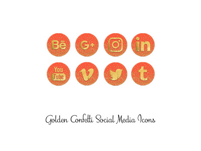 Golden Confetti Icons confetti gold icons orange png social media