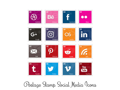 Postage Stamp Social Icons icons png postage social media stamp